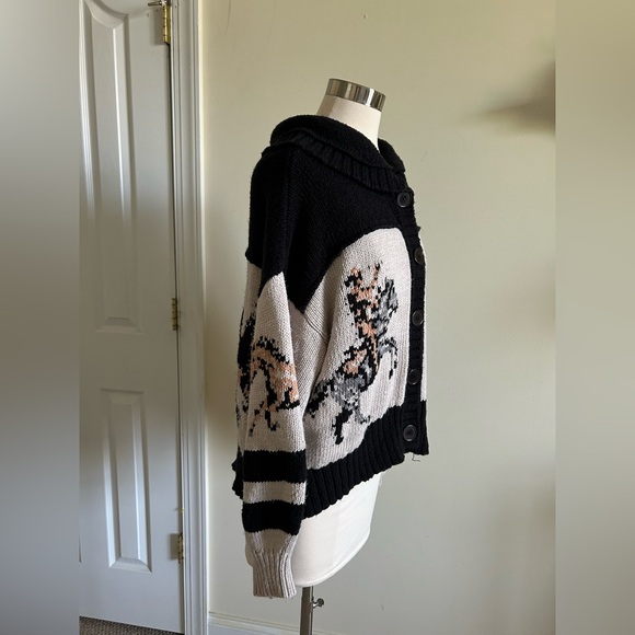 Anthropologie Pilcro Horse Graphic Cardigan Sweater Rare Find Size M - Picture 5 of 12